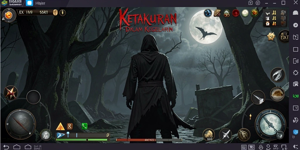 Tangkapan layar gameplay menampilkan suasana seram dari 55RT.