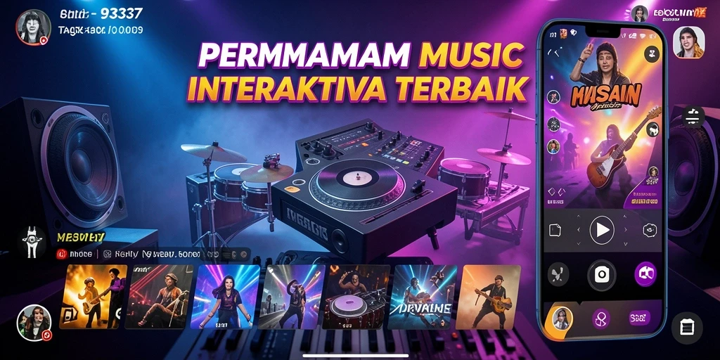 Tampilan gameplay interaktif dalam game 93337 dengan fitur musik menarik.