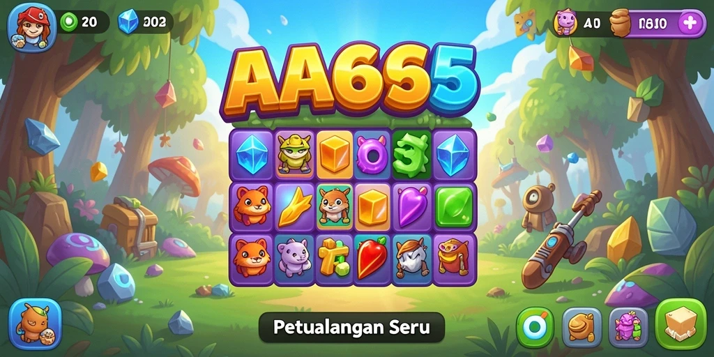 Menampilkan gameplay seru dalam game Match-3 AA666.
