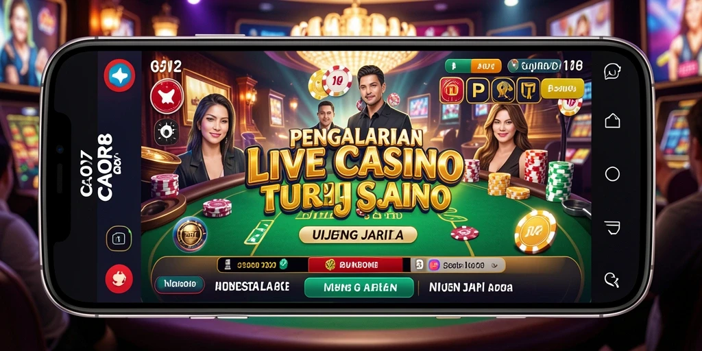 Screenshot utama menampilkan gameplay seru dari Live Casino.