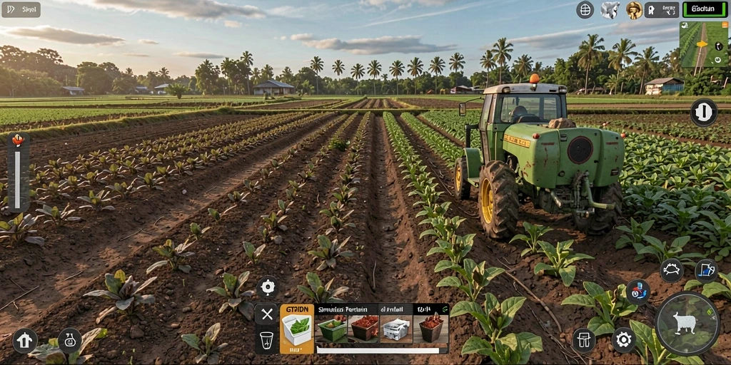 Gameplay GTPIDN yang menampilkan kehidupan pertanian yang menawan.