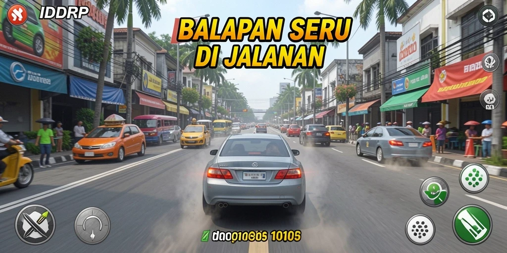 Tampilan gameplay balapan yang mendebarkan di IDRRP.