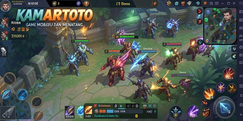 Gameplay seru KAMARTOTO dengan pertempuran MOBA yang intens.