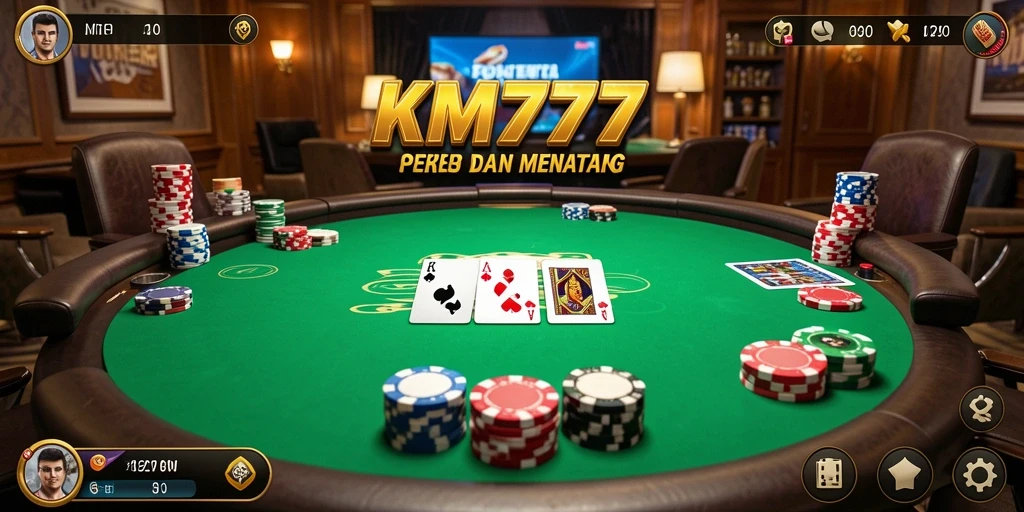 Screenshot gameplay KM777 yang menampilkan suasana permainan poker yang seru.