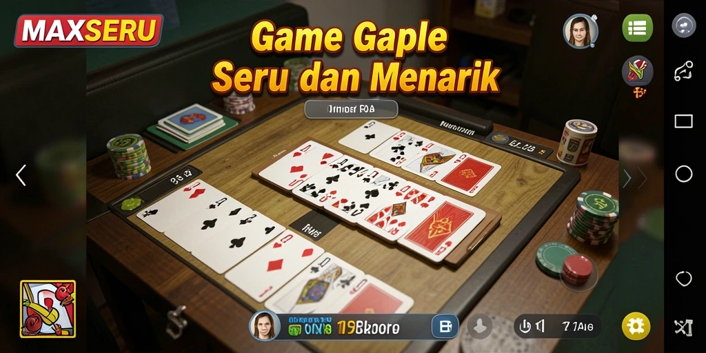 Tangkapan layar dari gameplay <strong>MAXSERU</strong> yang menunjukkan serunya bermain Gaple.