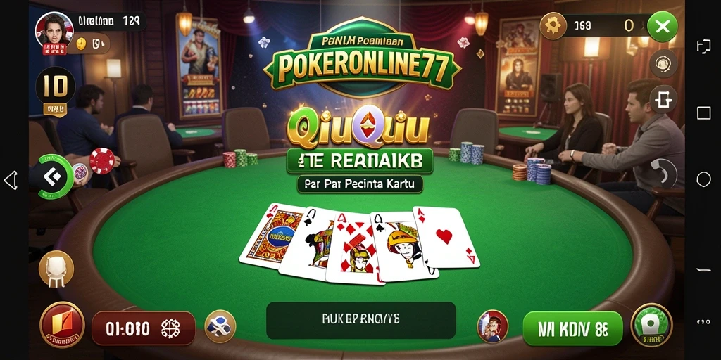 Tampilan gameplay POKERONLINE77 dengan aksi seru QiuQiu.