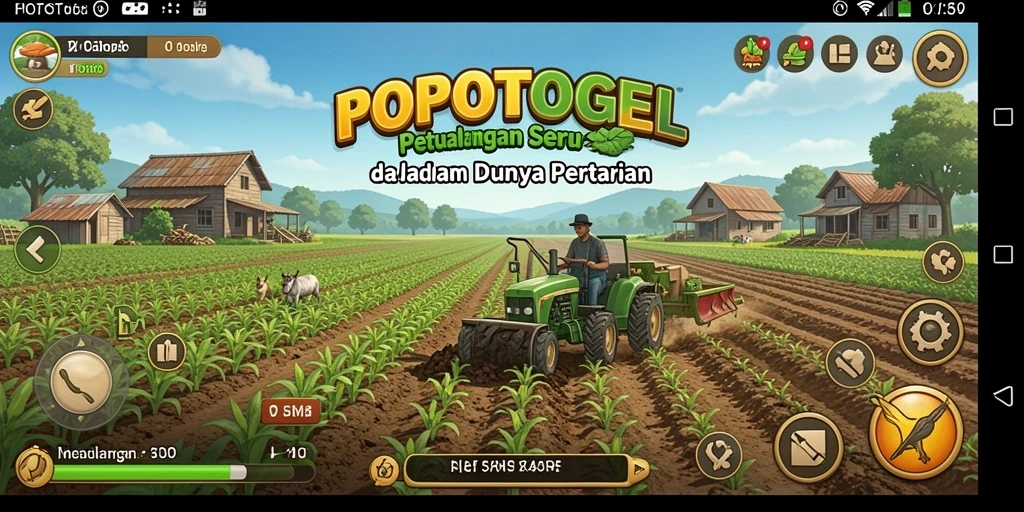 Tampilan gameplay <strong>POPOTOGEL</strong> yang menggembirakan dengan kebun yang subur.