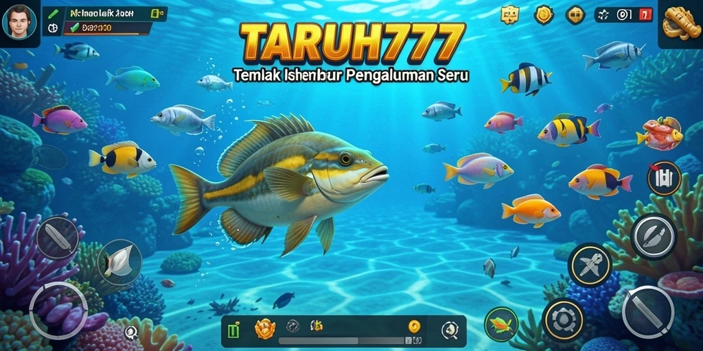 Screenshot TARUH777 menampilkan gameplay menembak ikan yang seru dan penuh warna.