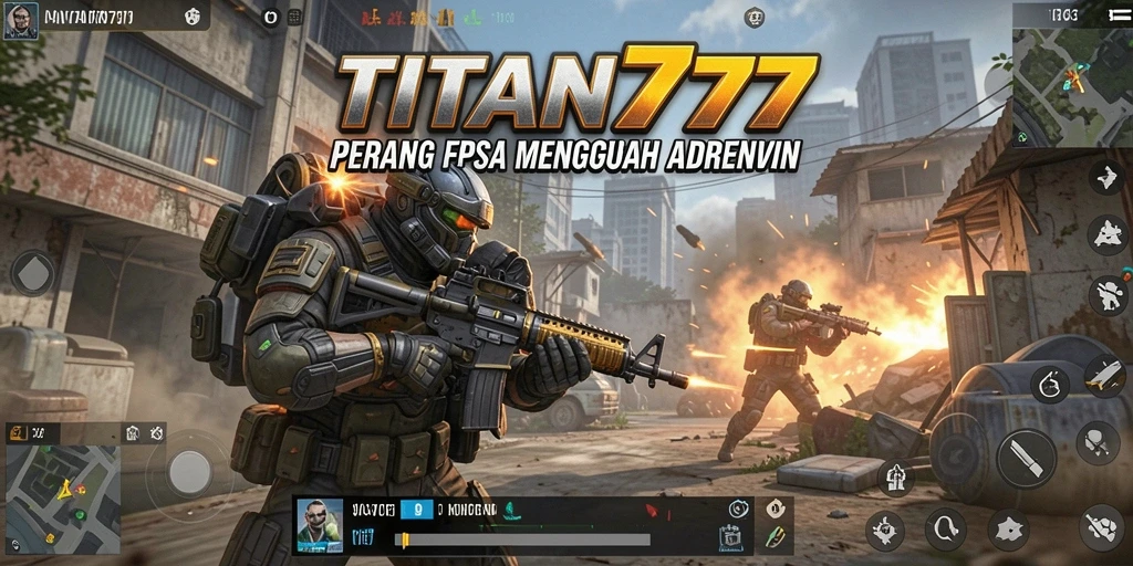 Tampilan gameplay seru dari TITAN777 dalam mode FPS.